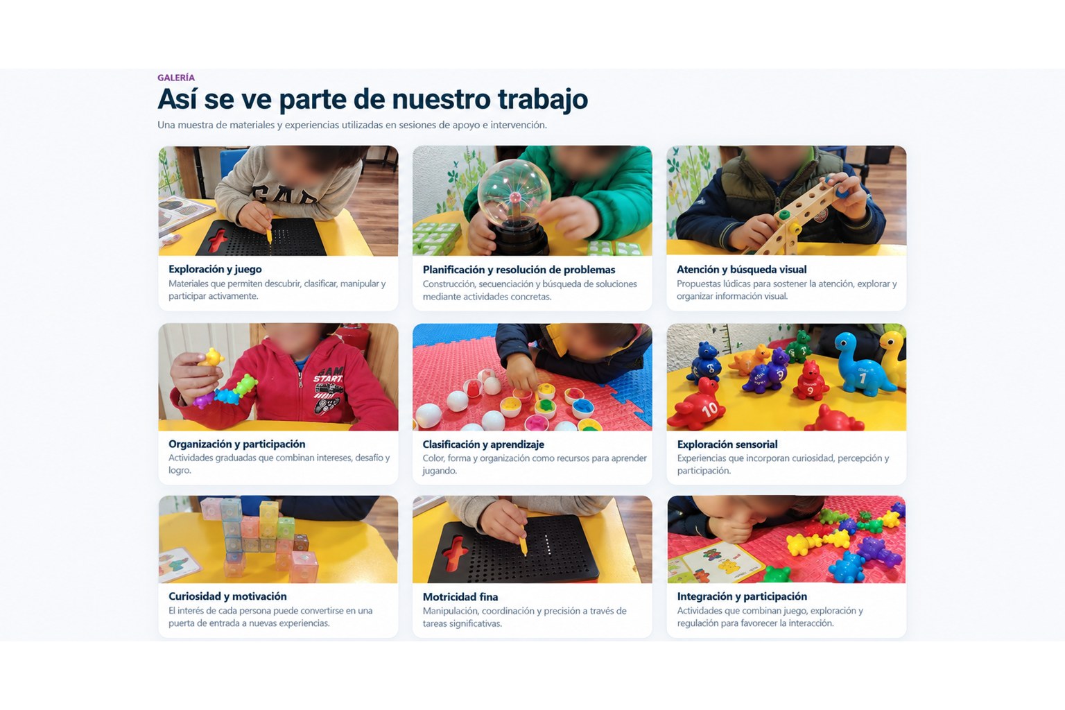 Presentación visual de áreas de trabajo de Fundación Neurodiversidad